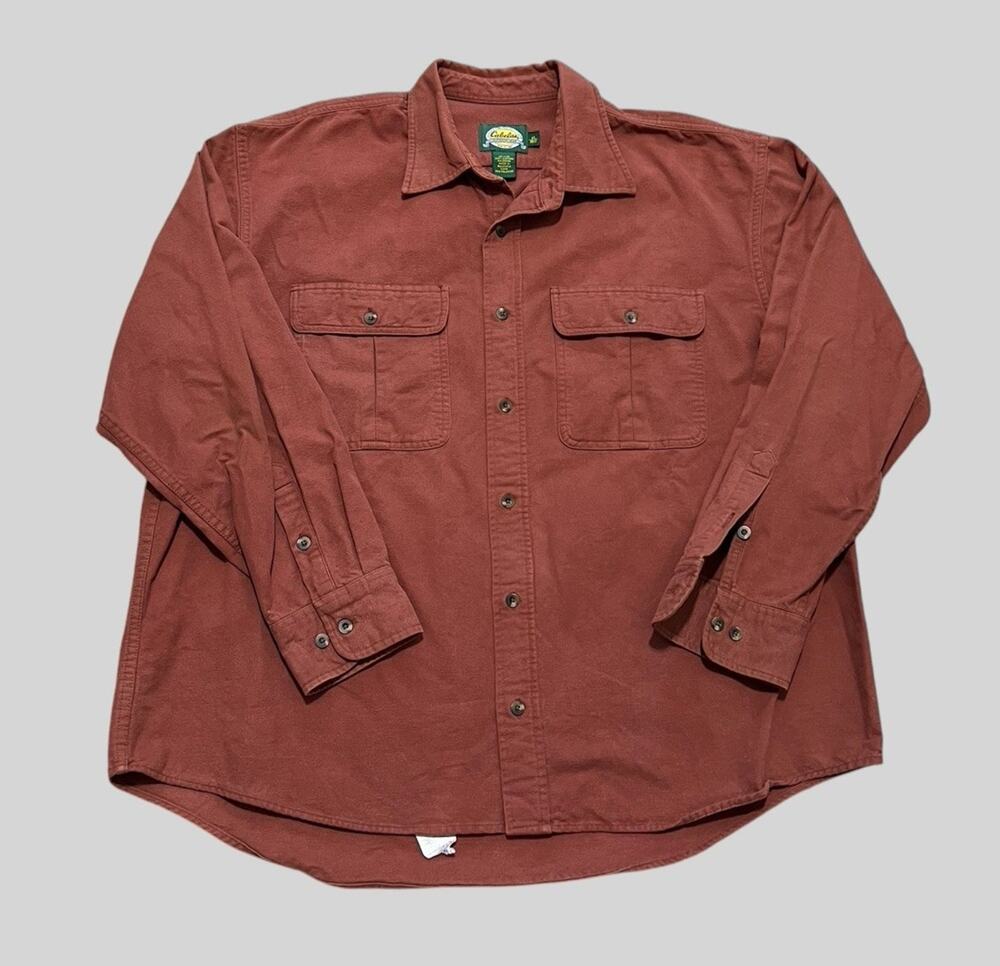 Cabela's Deer Skin Soft Chamois Shirt Jacket Men's XL Heavy Button Up Mauve